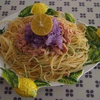 ■レシピ■簡単！ペペロンチーノの大根おろしツナのっけパスタ