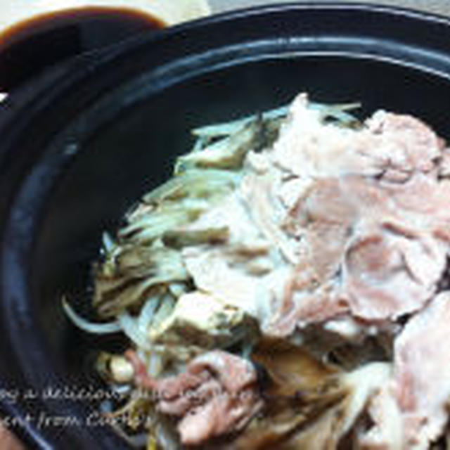 豚肉とまいたけともやしの蒸し鍋