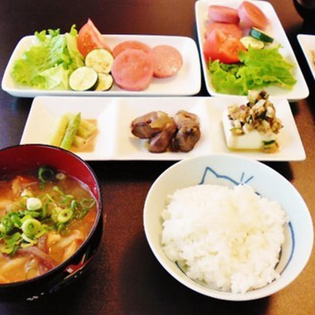 兼用ごはんじゃないよ朝ごはん（笑）鶏レバーの時雨煮など♪