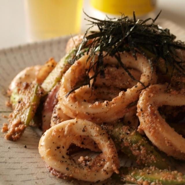 ｢お魚｣イカのめんたいバター炒め。