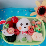てるてる坊主おにぎり弁当【梅雨弁当】  #デコ弁