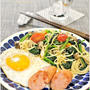 たっぷりほうれん草のおかずパスタ / 22日の朝ごはん