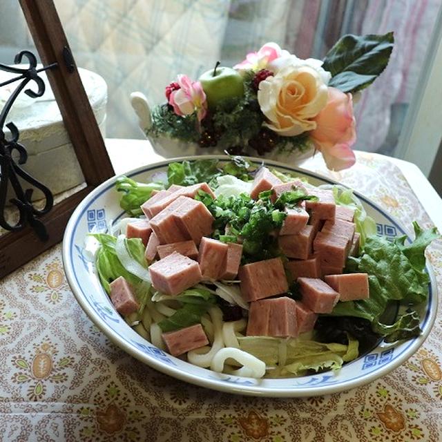 ランチョンミートサラダうどん