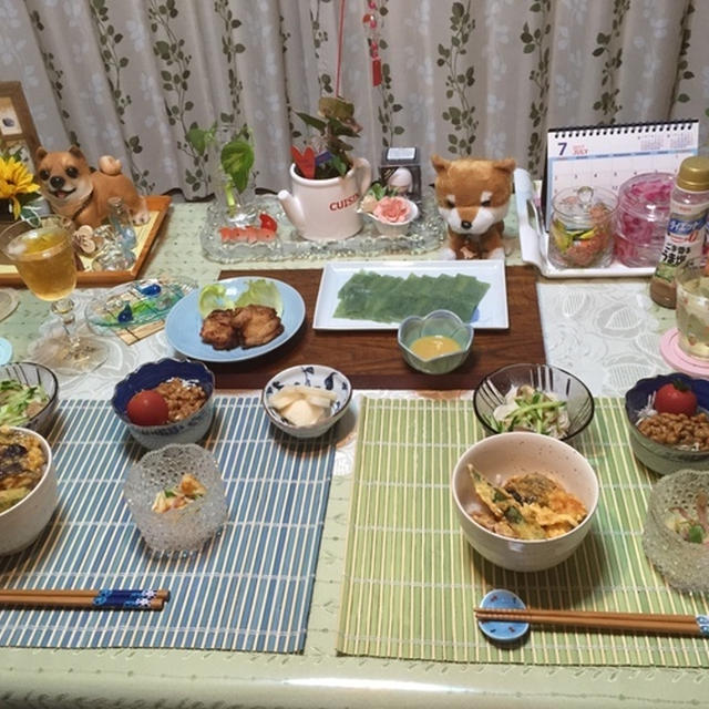 ドレッシング唐揚げと天丼