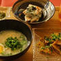 ラーメン定食☆春菊と柿の白和え