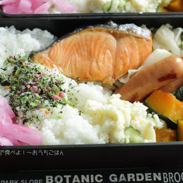 今日の中学生男子弁当～焼き鮭とキャベツ炒め