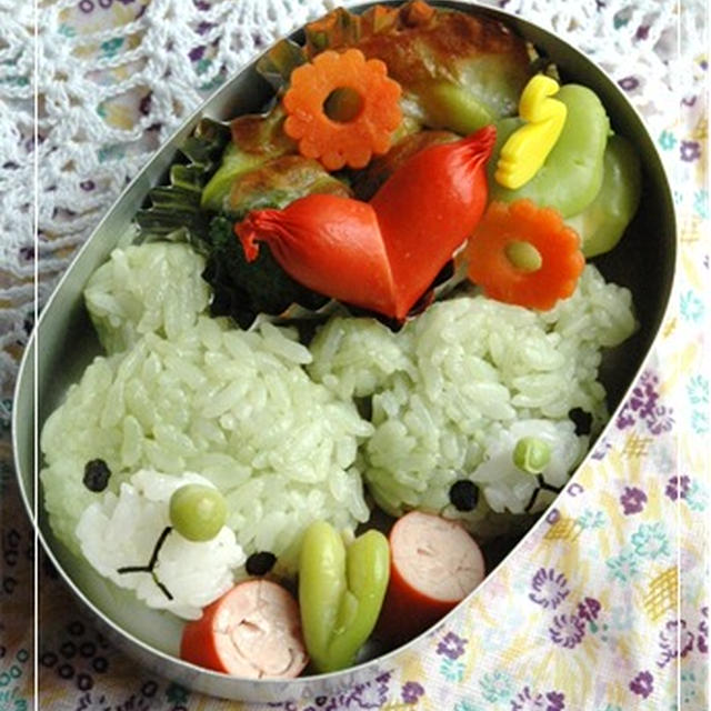 くまさん親子のお弁当