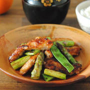 簡単☆豚肩ロース肉とアスパラとモロッコインゲンの炒め物