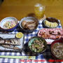 【夕食】秋刀魚の塩焼き・豚軟骨煮物＆煮たまご・ベーコン串焼き…