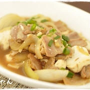 絹豆腐と豚バラで。ふるふるウマウマ肉豆腐♪