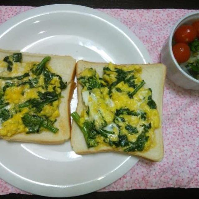 軽食に★食パンの春菊キッシュ風♪♪