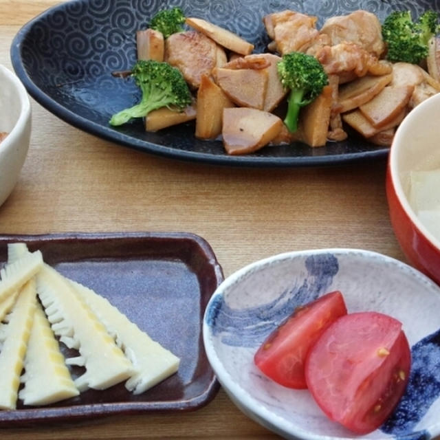 タケノコと☆鶏肉のオイスターソース炒め　と　ひらそば☆ランチ