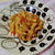 キャベツとペンネのバジル風味パスタ　ネジネジの可愛いパスタで♪