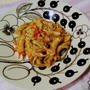 キャベツとペンネのバジル風味パスタ　ネジネジの可愛いパスタで♪