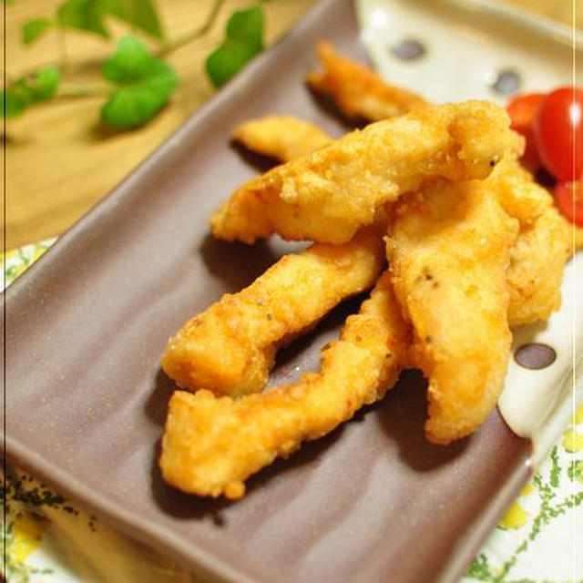 頑張れオット！と、≪レシピ≫カリカリ！米粉で胸肉のスティック唐揚げ