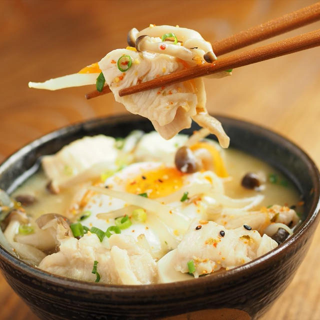 メシ通！「鶏むね肉と半熟卵のみそ汁」