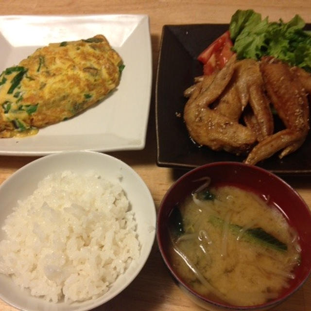 昨夜は鶏の手羽先揚げなど～