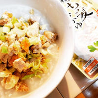 はくばく暮らしのおかゆ「もち麦おかゆ」でチャー玉おかゆ