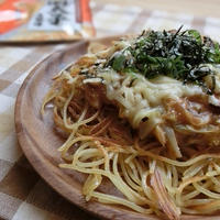 めんたいチーズもんじゃ風　かた焼きパスタ
