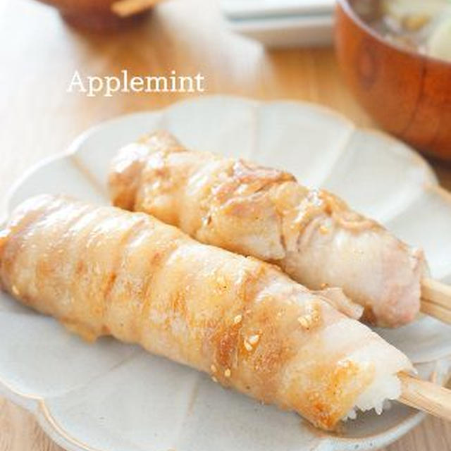 ごま照り焼きの肉巻きおにぎり棒とけんちん汁