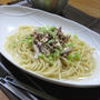 ササミと梅のパスタで晩ごはん