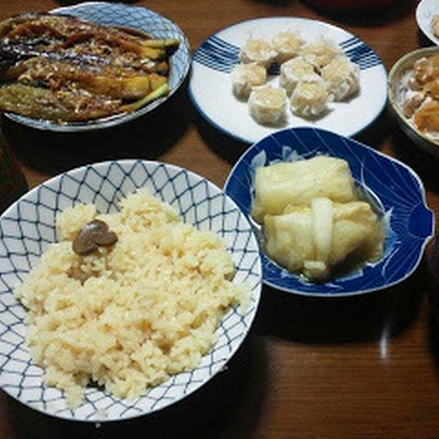 なすの中華蒸し・ロールキャベツ・きのこご飯