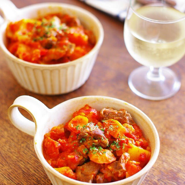 電子レンジdeラム肉とたっぷり野菜のトマト煮【#簡単レシピ #時短料理 #レンチン #電子レンジ料理 #レシピ #おかず #ラム肉 #トマト #セロリ #玉ねぎ #じゃがいも #にんじん】【レシピ2280】