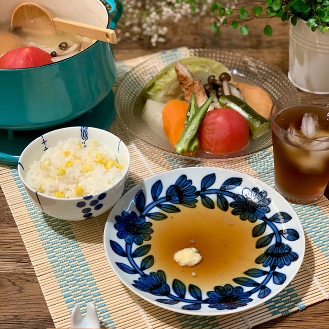 夏のおでんとコーンご飯