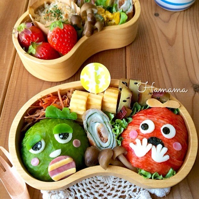 《キャラ弁》ガチャピン&ムックのお弁当♡作り方♡スヌーピーのランチプレート