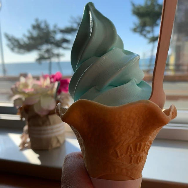 道の駅笹川流れの日本海ソフトクリームを食べてみた♡