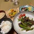 牛肉と小松菜炒めの晩御飯