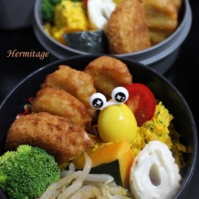 かぼちゃカボチャ♪　目玉ピック de ニコニコお弁当～♪