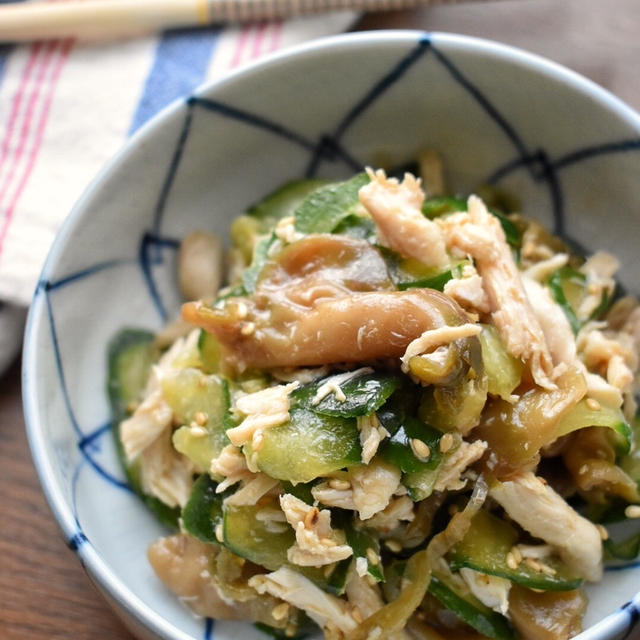 ♡5分de完成♡蒸し鶏とザーサイの中華和え♡レシピあり♡