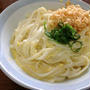 朝は乾麺で「釜玉うどん」