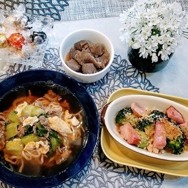 作り置き料理の炒め物　ラーメンのトッピングに変身です！