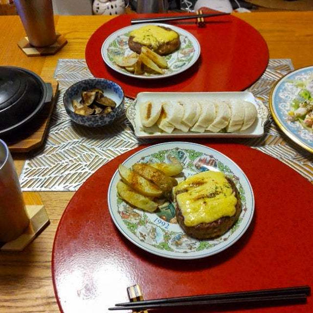 日帰りドライブ帰りの晩ごはん。２品作ってあとはお惣菜にちょい足しで