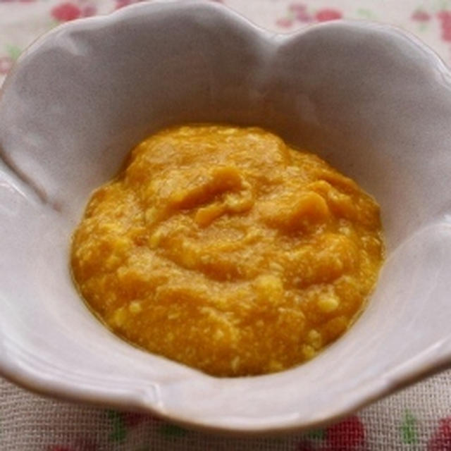 レシピブログ連載「かぼちゃと豆腐のだし煮（ゴックン期）」