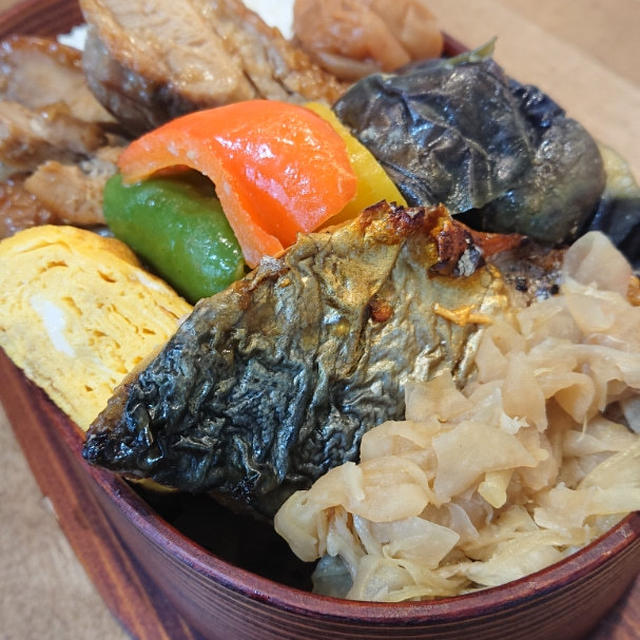 鶏ステーキと茄子とピーマンの味噌炒め弁当