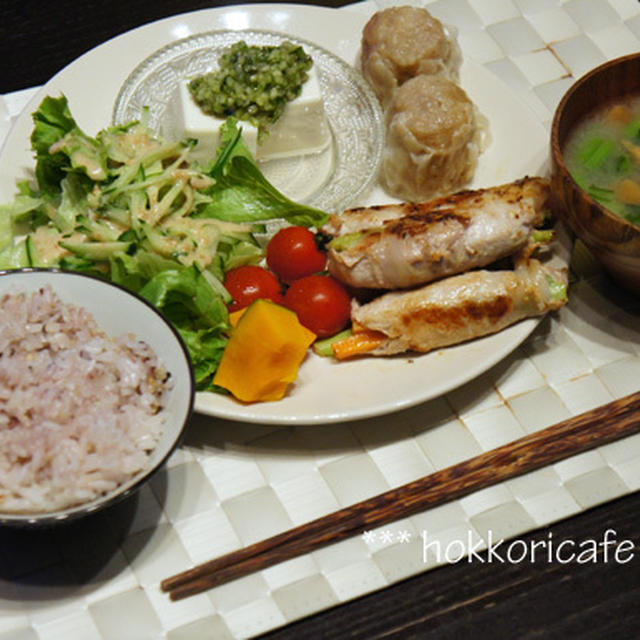 （夕飯）野菜の豚肉巻きプレート
