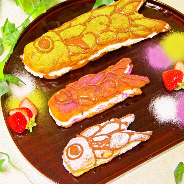 レシピブログくらしのアンテナ『子どもの日ホットケーキミックスで簡単お菓子♪鯉のぼりエクレア・パンケーキ』＆こんだてnote掲載頂きました♡
