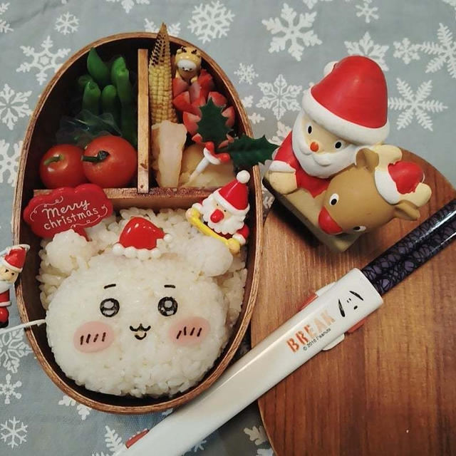 　ちいかわおにぎりでクリスマス弁当【わっぱ弁当箱】#平日お昼ご飯はお弁当or外食