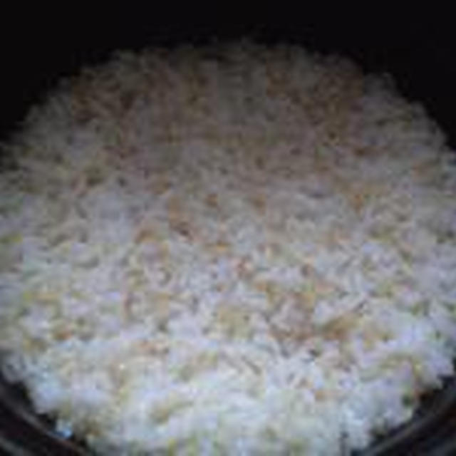 湯立てで白米（６７１）。。。茨城県産　奥久慈の棚田のコシヒカリ特別栽培米うまかっぺJA茨城みどり玄米（あいざわ米店）さて何でしょ？？？コシヒカリ白米（あいざわ米店）