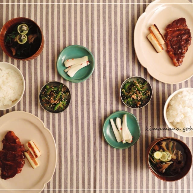 豚肉の味噌煮と炊きたてご飯。