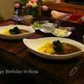 Birthdayごはん。*ホウレン草とガルバンゾーの奄美カレー