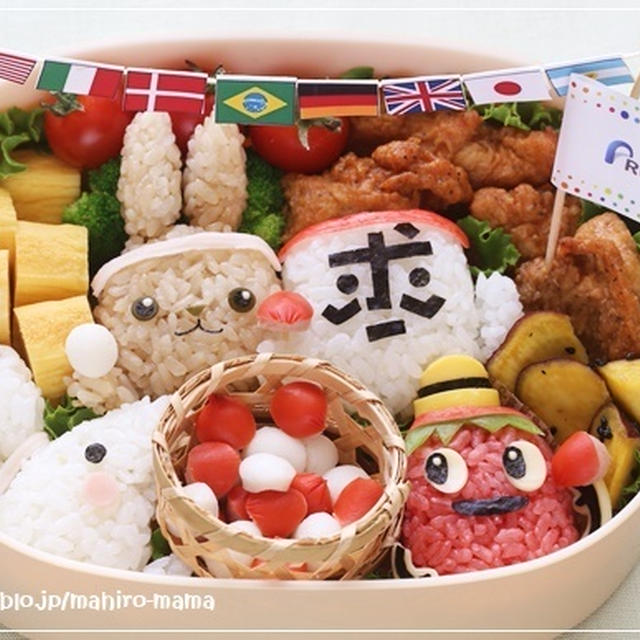 リクルート掲載＊ジョブーブ、ぺパ郎、みん求くん、ピョンパレの運動会弁当＊キャラ弁