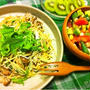 シラスと水菜のパスタ＆コロコロサラダ