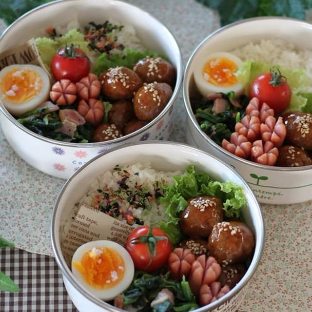 秋晴れ(=´ー｀)　肉だんご弁当　☆　シーズン初鍋♪