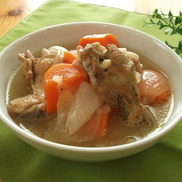 簡単・さっぱり♪圧力鍋で　手羽元と根菜の柚子ポン酢スープ