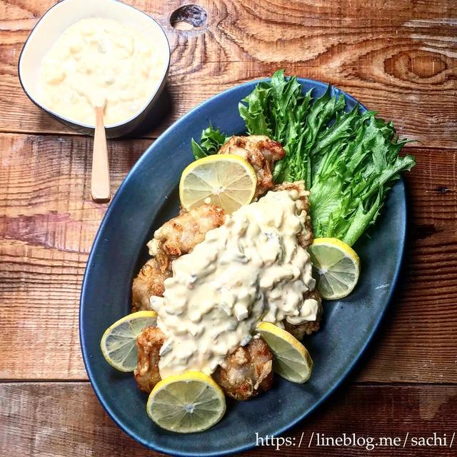 鶏の唐揚げにタルタルソースたっぷり♡【#簡単レシピ#おかず】