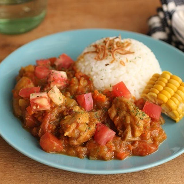 チキントマトカレー＆夏野菜献立♪